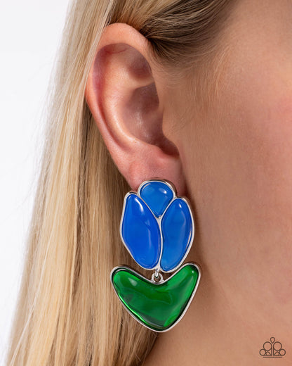 Tulip Triumph - Blue Earrings - Paparazzi Accessories