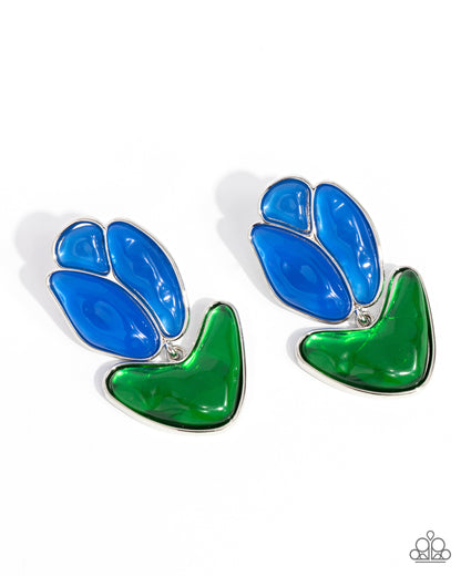 Tulip Triumph - Blue Earrings - Paparazzi Accessories
