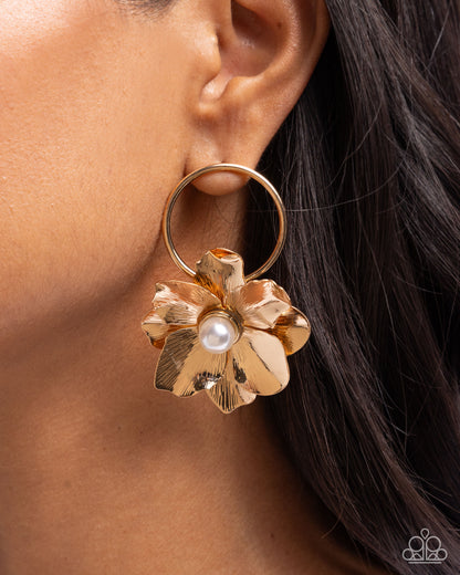 Backyard Bling - Gold Earrings - Paparazzi Accessories