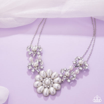 Sprouting Shimmer - White Necklace - Paparazzi Accessories