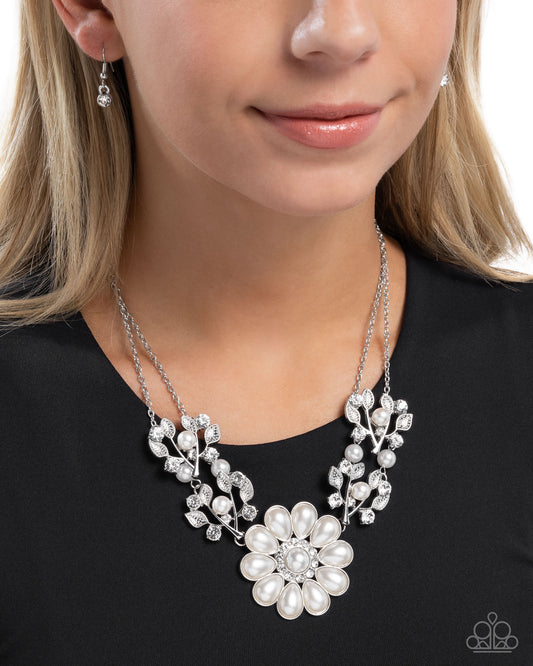 Sprouting Shimmer - White Necklace - Paparazzi Accessories