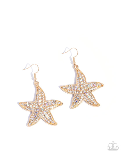 Starfish Spectacle - Gold Earrings - Paparazzi Accessories