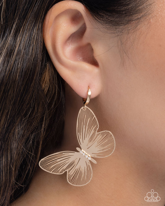 Fluttering Folk - Gold Earrings - Paparazzi Accessories