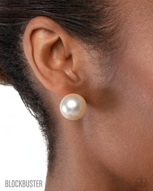 Preppy Princess - White Earrings - Paparazzi Accessories