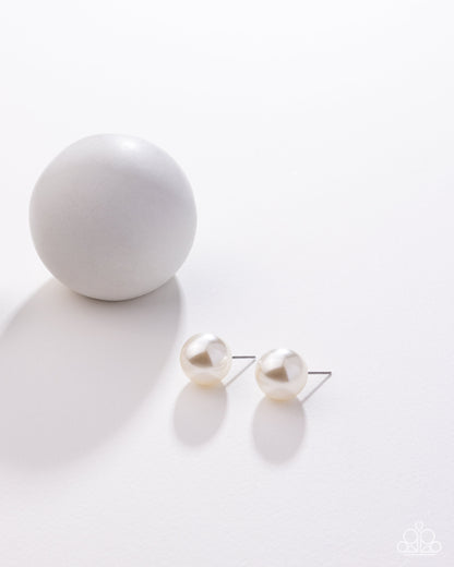 Preppy Princess - White Earrings - Paparazzi Accessories