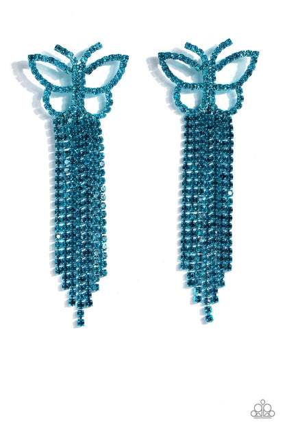Billowing Butterflies - Blue Earrings - Paparazzi Accessories