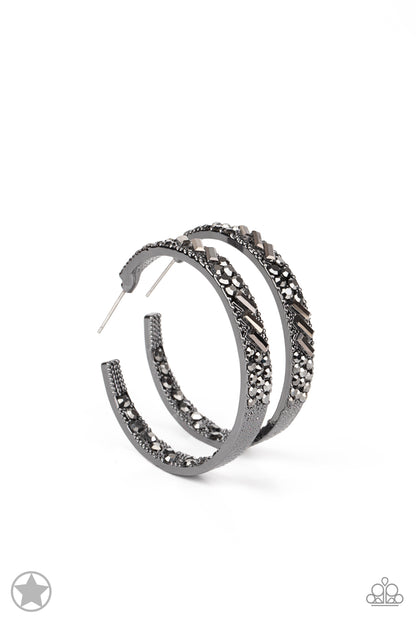 GLITZY By Association - Black Blockbuster Earrings - Paparazzi Accessories 