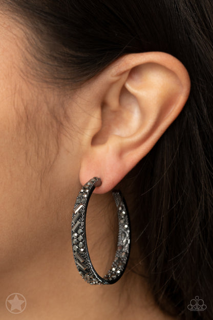 GLITZY By Association - Black Blockbuster Earrings - Paparazzi Accessories 