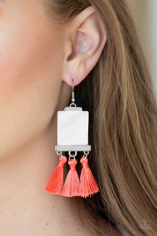 Tassel Retreat - Orange Earrings - Paparazzi Accessories - Paparazzi Accessories 