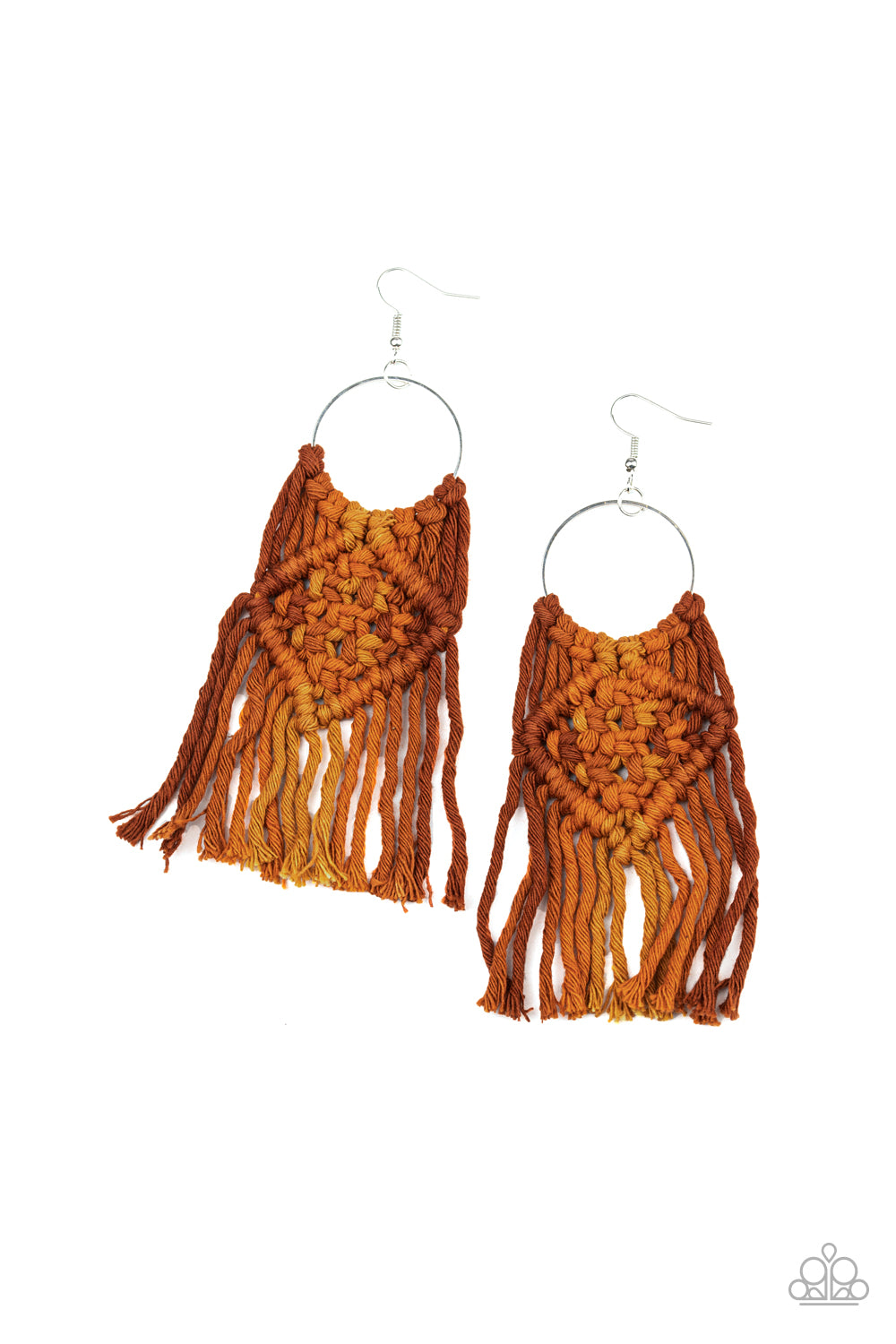 Macrame Rainbow - Brown Earrings- Paparazzi Accessories - Paparazzi Accessories 