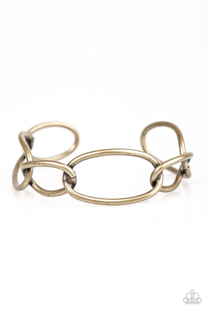 CHAIN and Simple - Brass Cuff - Paparazzi Accessories 