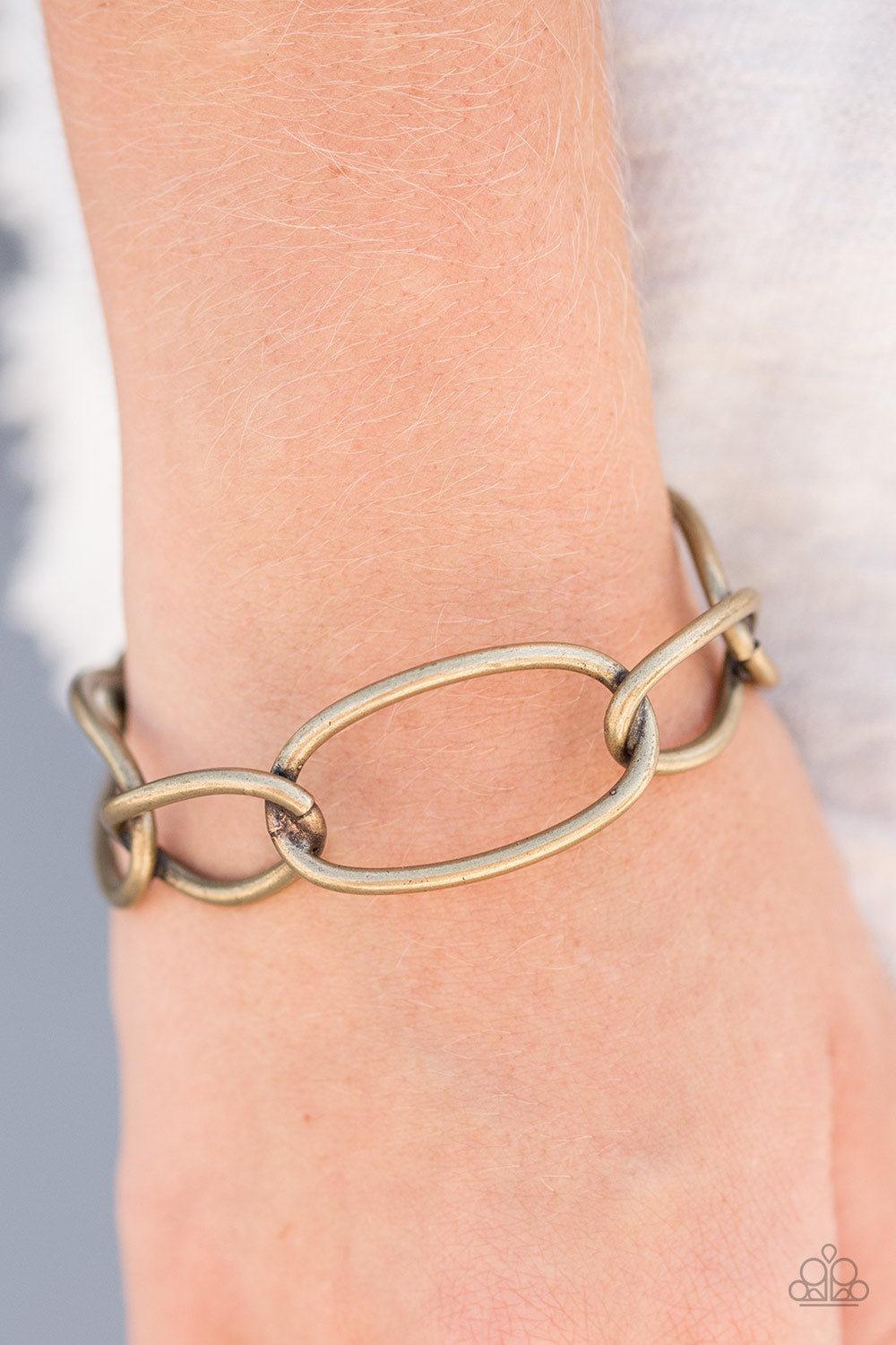 CHAIN and Simple - Brass Cuff - Paparazzi Accessories 