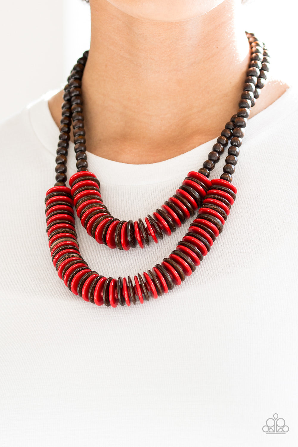 Dominican Disco- Red Necklace - Paparazzi Accessories - Paparazzi Accessories 