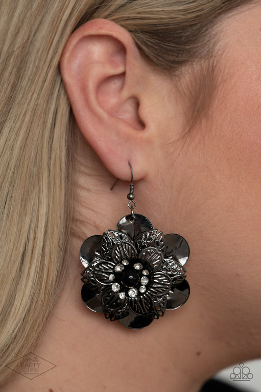 Midnight Garden - Black Earrings  - Paparazzi Accessories - Paparazzi Accessories 