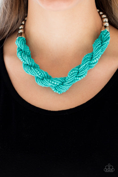 Savannah Surfin - Blue Necklace - Paparazzi Accessories 