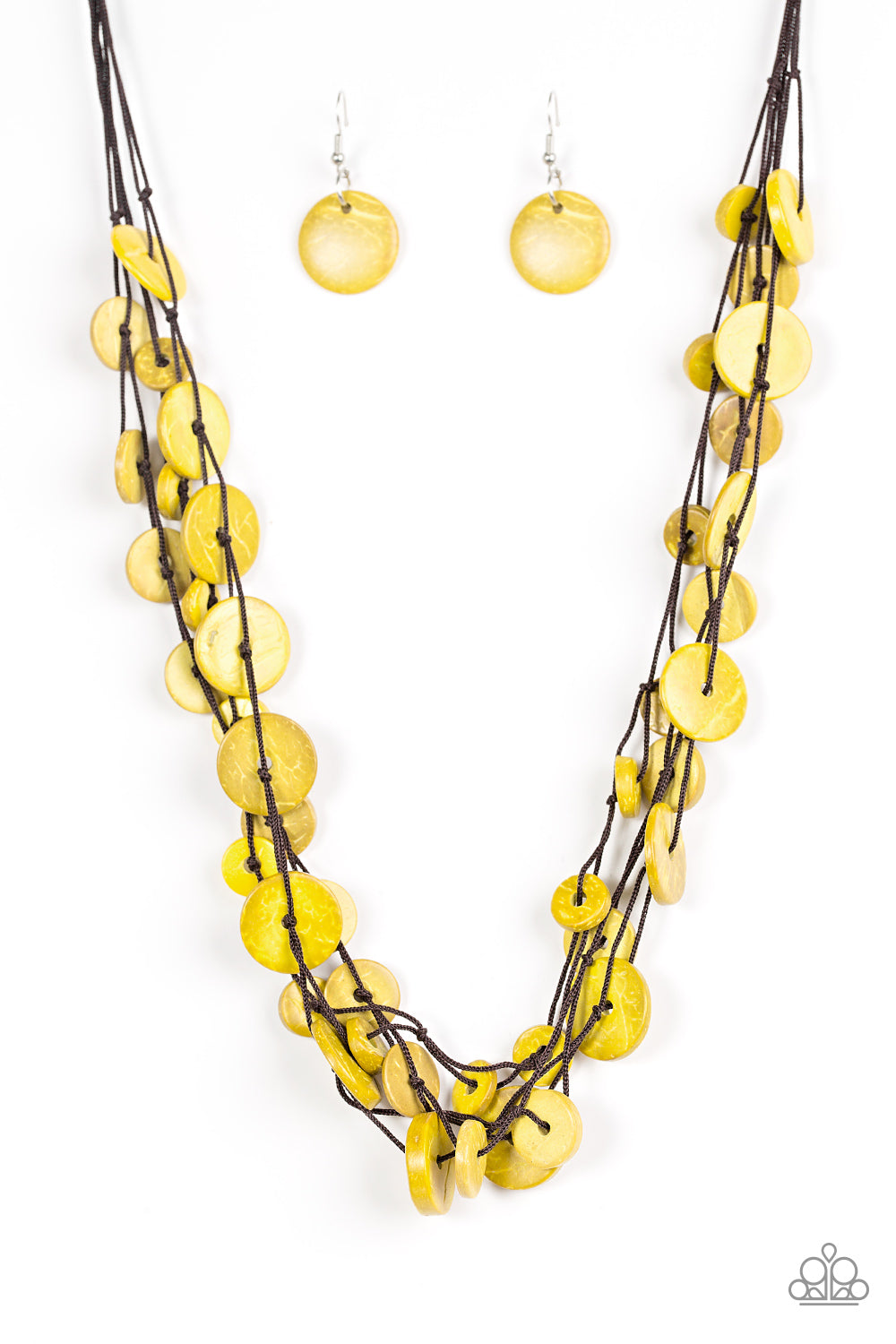 Bermuda Beach House - Yellow Wooden Necklace - Paparazzi Accessories 
