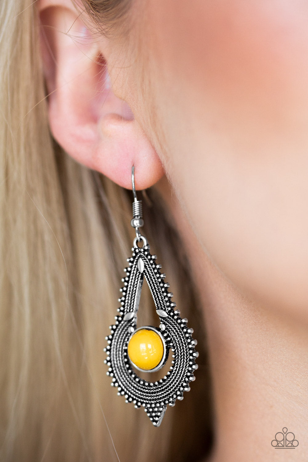 Zoomin Zumba - Yellow Earrings - Paparazzi Earrings - Paparazzi Accessories 