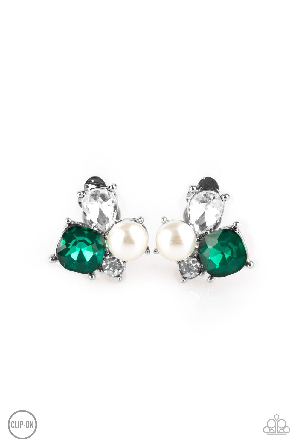 Highly High-Class - Green Clip On Earrings - Paparazzi Accessories - Paparazzi Accessories 
