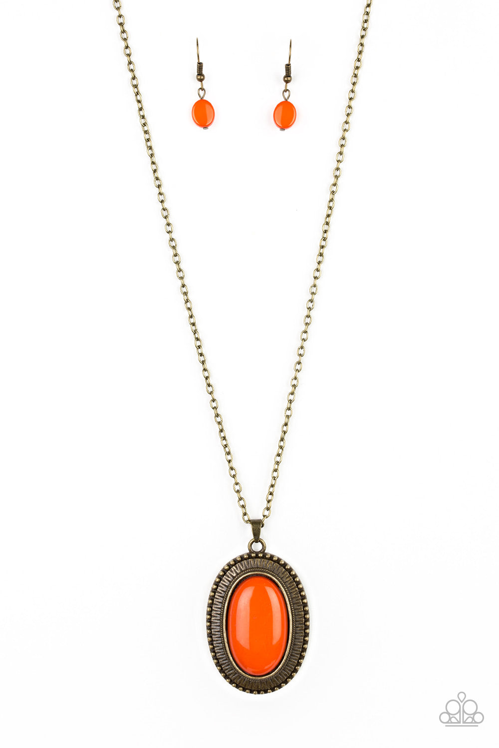 Practical Prairie - Orange Necklace - Paparazzi Accessories - Paparazzi Accessories 