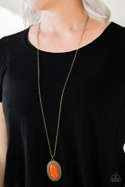 Practical Prairie - Orange Necklace - Paparazzi Accessories - Paparazzi Accessories 