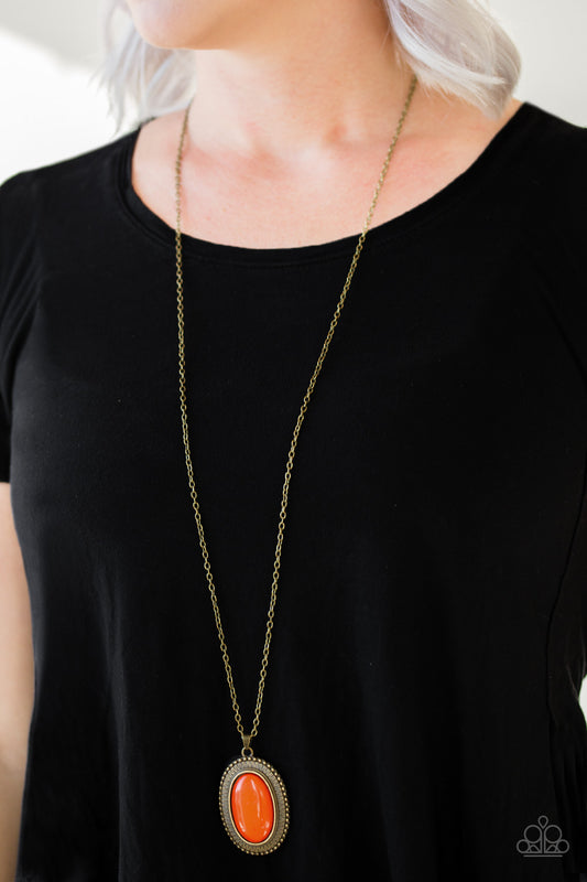 Practical Prairie - Orange Necklace - Paparazzi Accessories - Paparazzi Accessories 