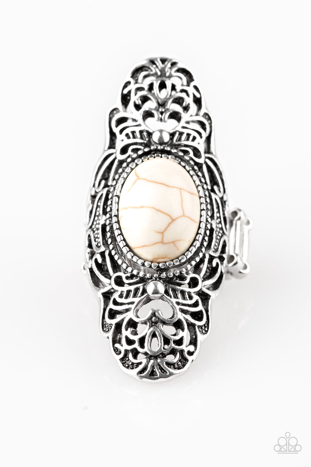 Ego Trippin - White Ring - Paparazzi Accessories - Paparazzi Accessories 
