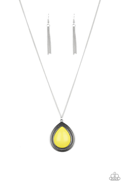 Chroma Courageous - Yellow Necklace - Paparazzi Accessories 