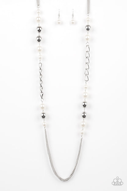 Uptown Talker - White Necklace- Paparazzi Accessories - Paparazzi Accessories 