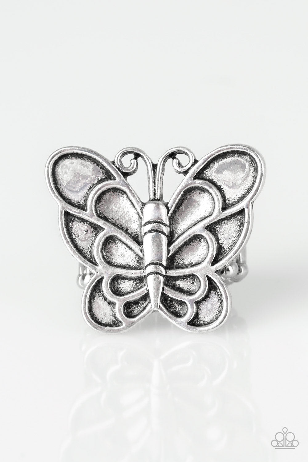 Sky High Butterfly - Silver Ring - Paparazzi Accessories - Paparazzi Accessories 