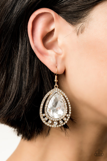 All Rise to Her Majesty - Gold Earrings - Paparazzi Accessories - Paparazzi Accessories 