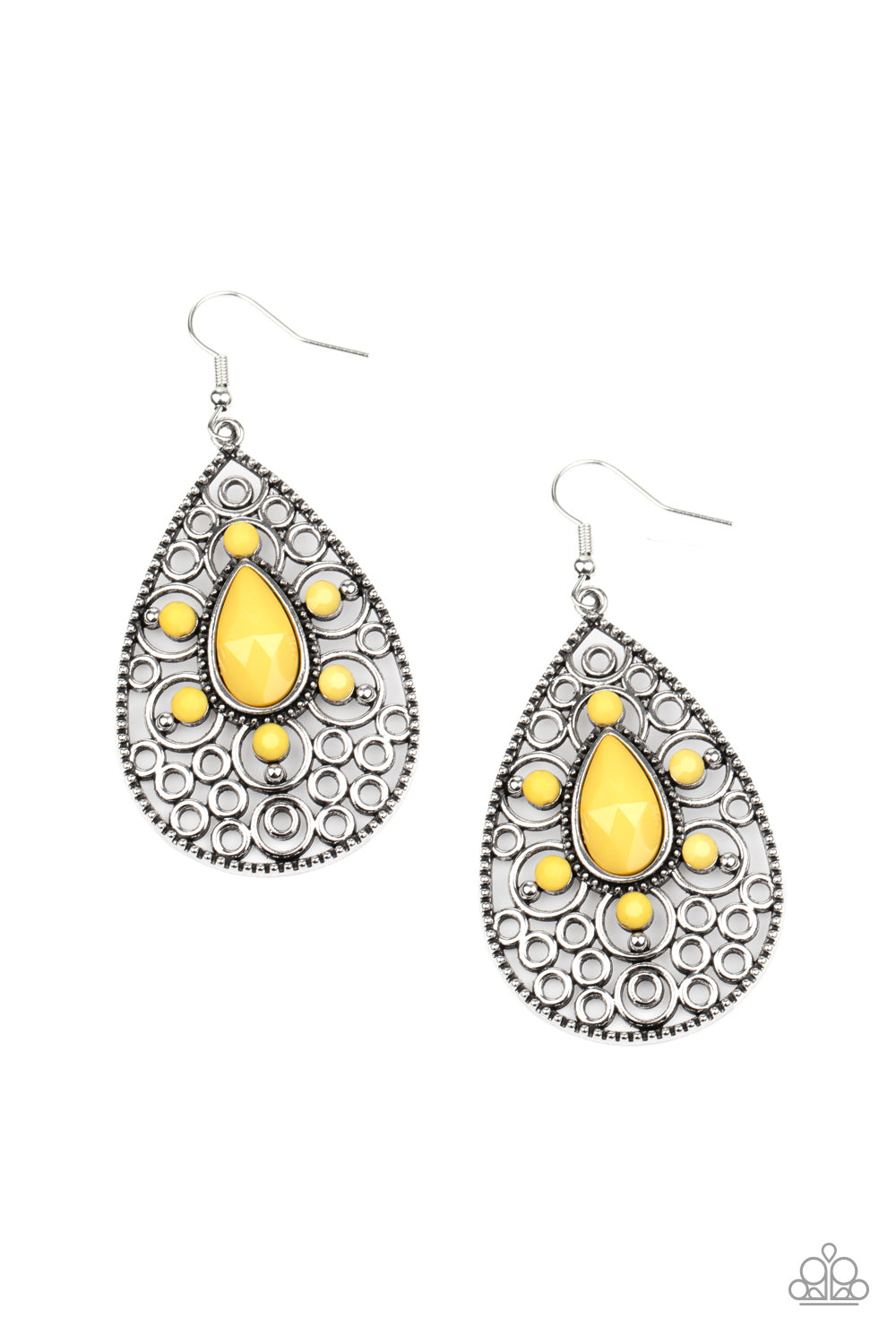 Modern Garden - Yellow Earrings - Paparazzi Accessories - Paparazzi Accessories 