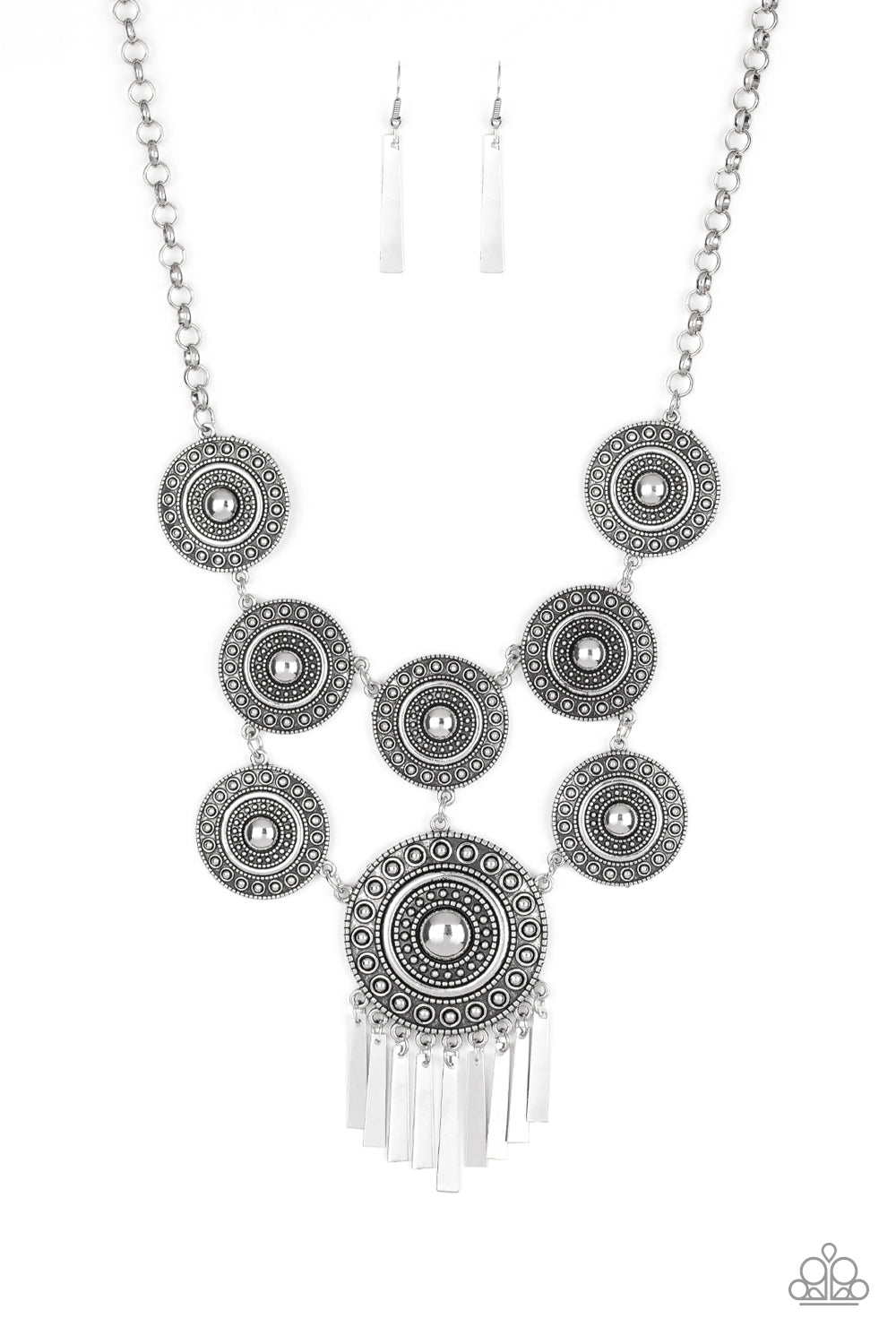 Modern Medalist Silver Necklace - Paparazzi Accessories - Paparazzi Accessories 