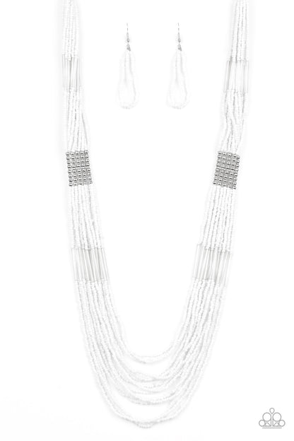 Let It BEAD - White Necklace - Paparazzi Accessories 