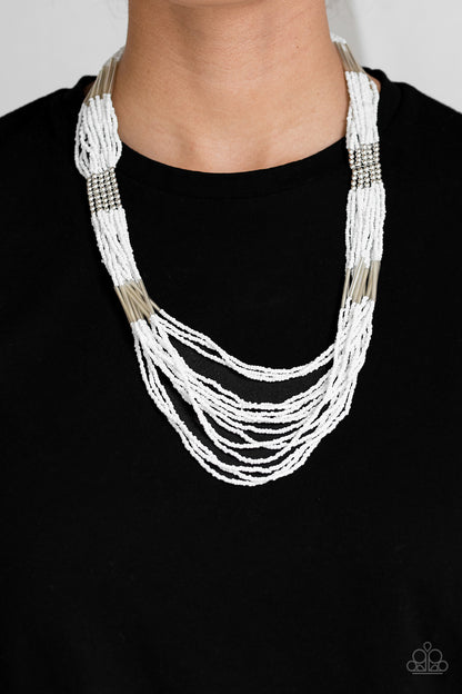 Let It BEAD - White Necklace - Paparazzi Accessories 