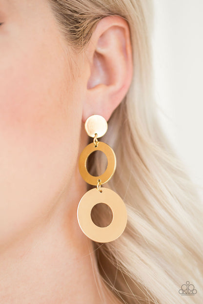 Pop Idol - Gold Earrings - Paparazzi Accessories 