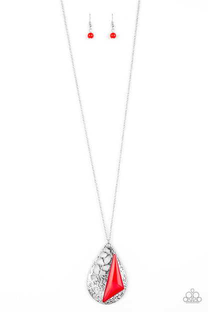 Impressive Edge - Red Necklace - Paparazzi Accessories 