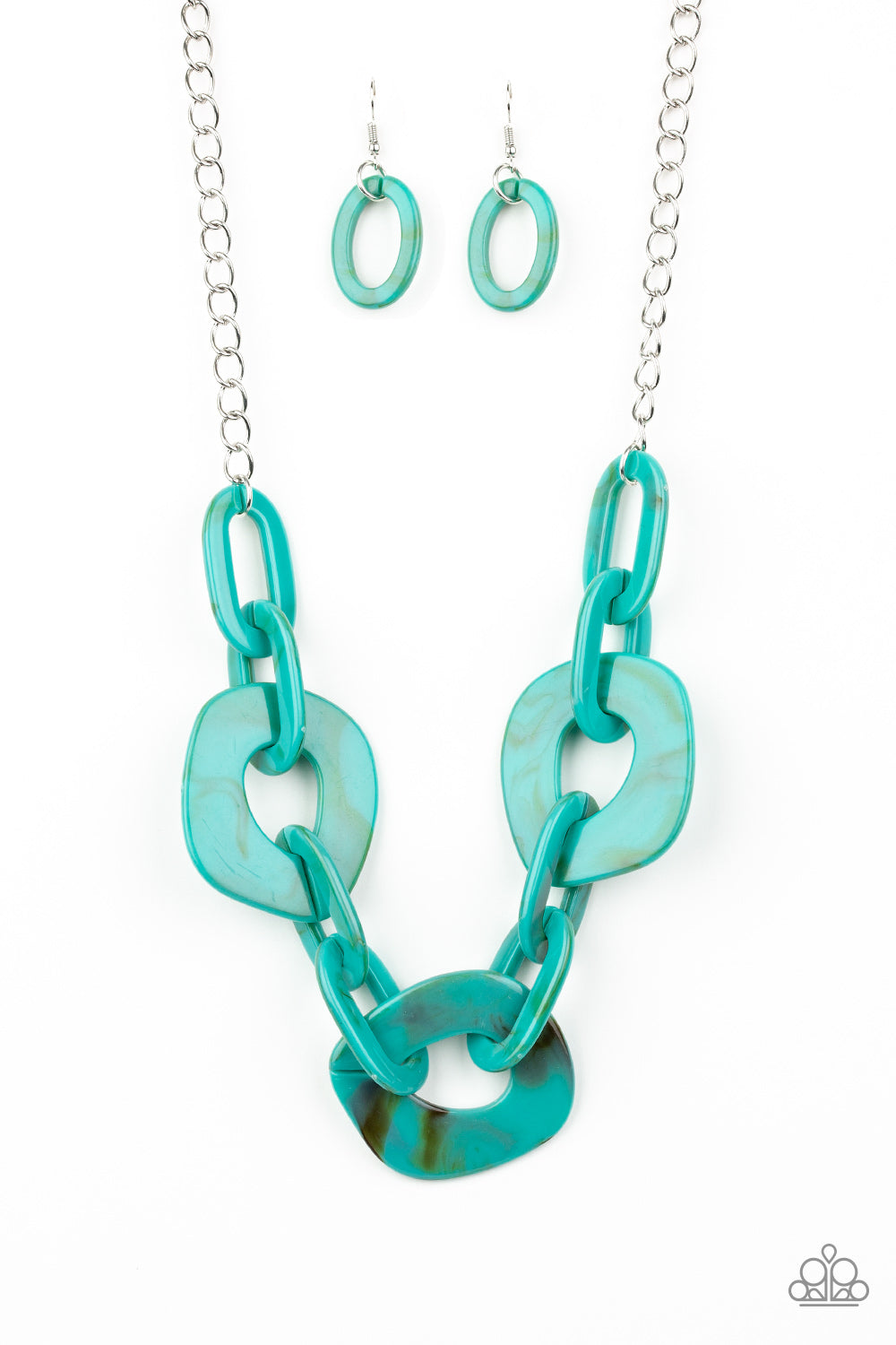 Courageously Chromatic - Teal Blue Acrylic Necklace - Paparazzi Accessories 