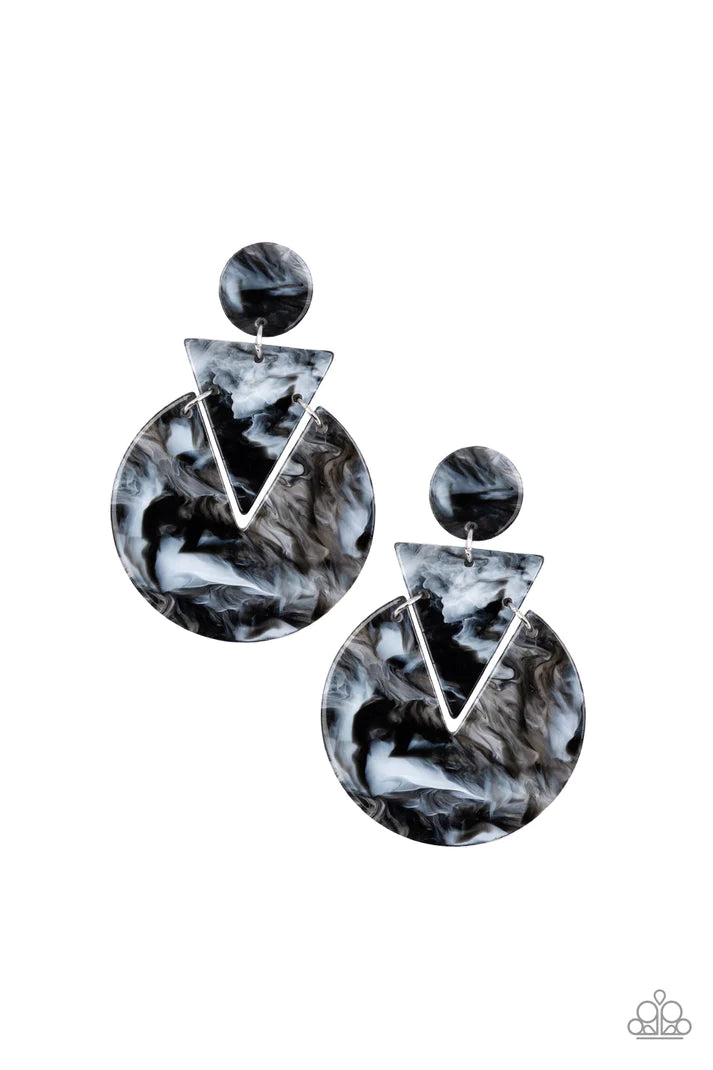 Head Under WATERCOLORS - Black Earrings - Paparazzi Accessories