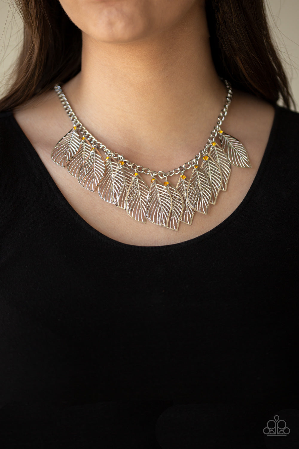 Feathery Foliage - Yellow Necklace - Paparazzi Accessories - Paparazzi Accessories 