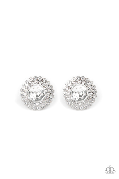 My Second Castle - White Earrings - Paparazzi Accessories - Paparazzi Accessories 