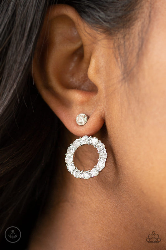 Diamond Halo - White Earrings - Paparazzi Accessories - Paparazzi Accessories 