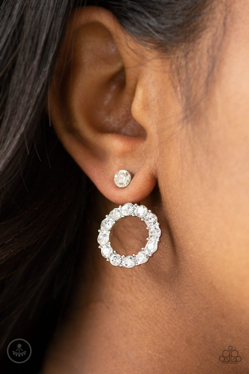 Diamond Halo - White Earrings - Paparazzi Accessories - Paparazzi Accessories 
