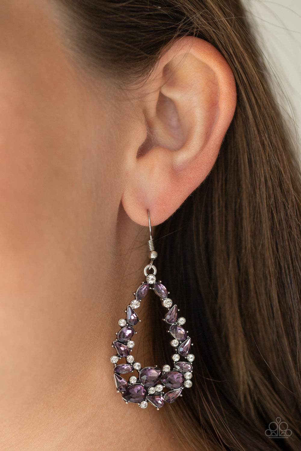 To BEDAZZLE, Or Not To BEDAZZLE - Purple Earrings - Paparazzi Accessories 