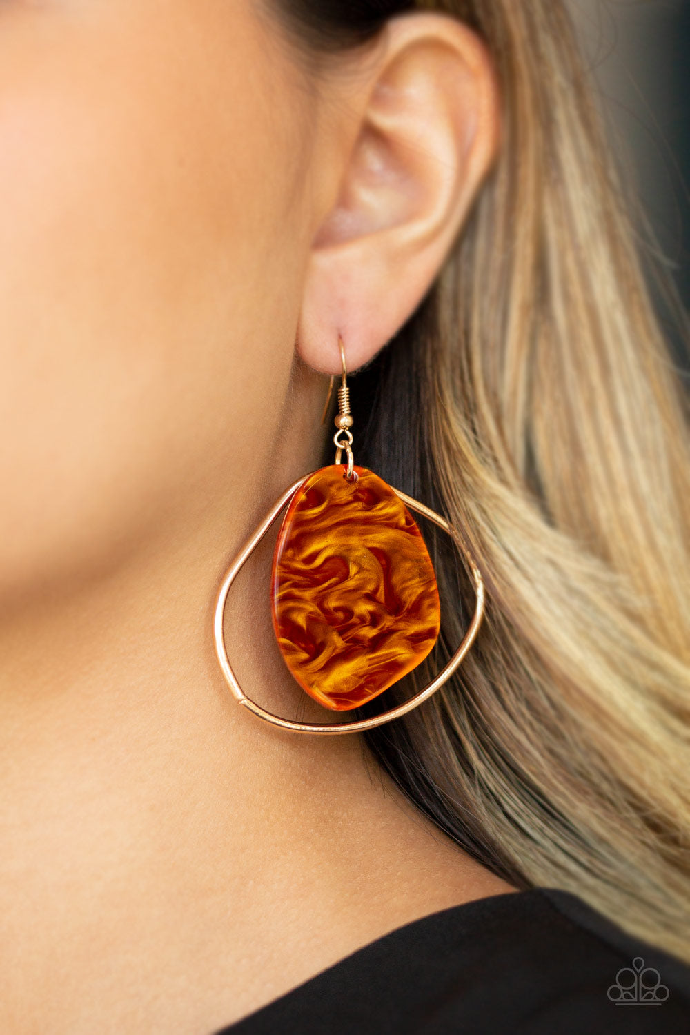 HAUTE Toddy - Orange Earrings - Paparazzi Accessories 