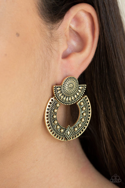 Texture Takeover - Brass Earrings - Paparazzi Accessories - Paparazzi Accessories 