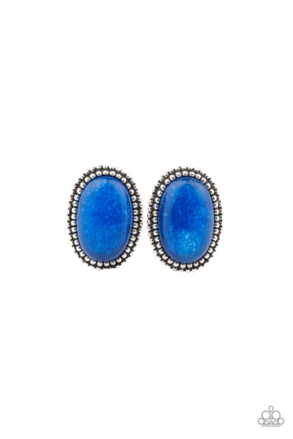 Shiny Sediment - Blue Earrings - Paparazzi Accessories 