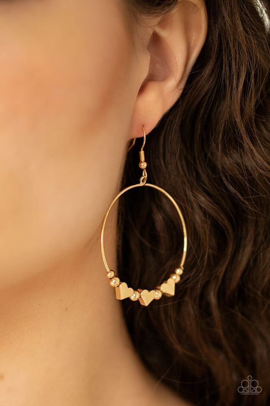 I Cant HEART You - Gold Earrings - Paparazzi Accessories 