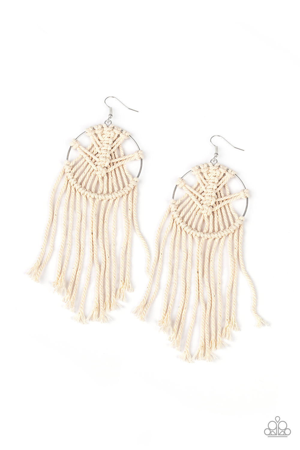 MACRAME, Myself, and I - White Earrings- Paparazzi Accessories - Paparazzi Accessories 