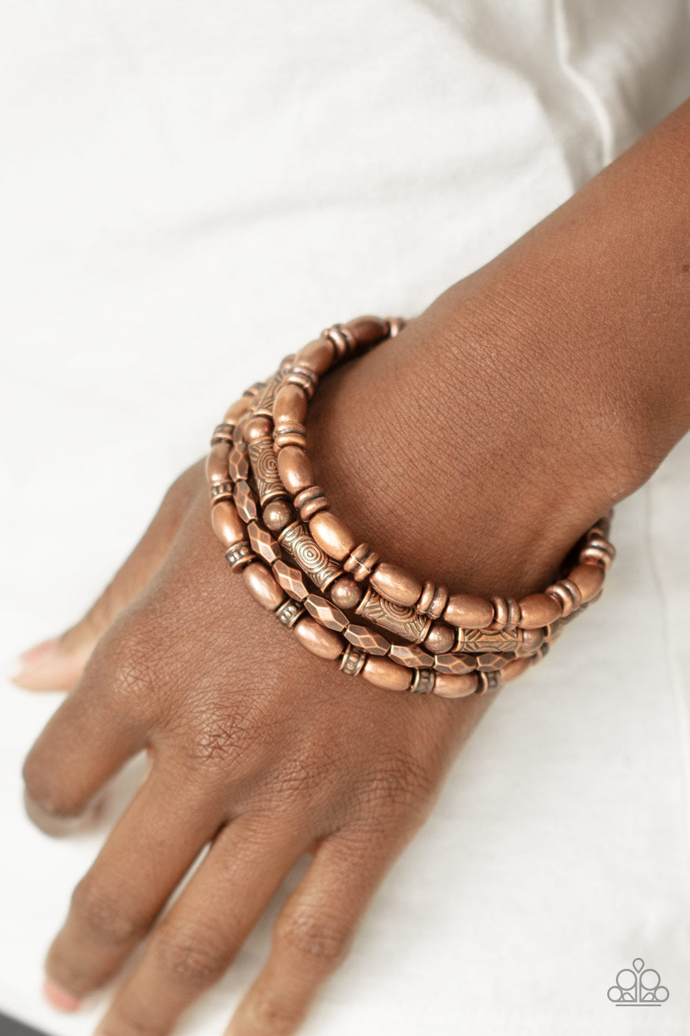 Texture Throwdown - Copper Bracelet - Paparazzi Accessories 