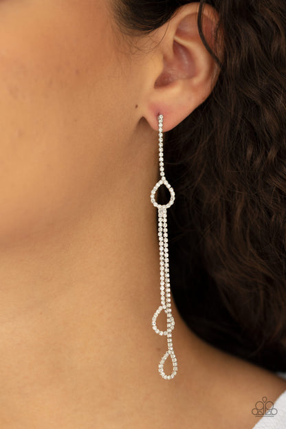 Chance of REIGN - White Earrings - Paparazzi Accessories - Paparazzi Accessories 